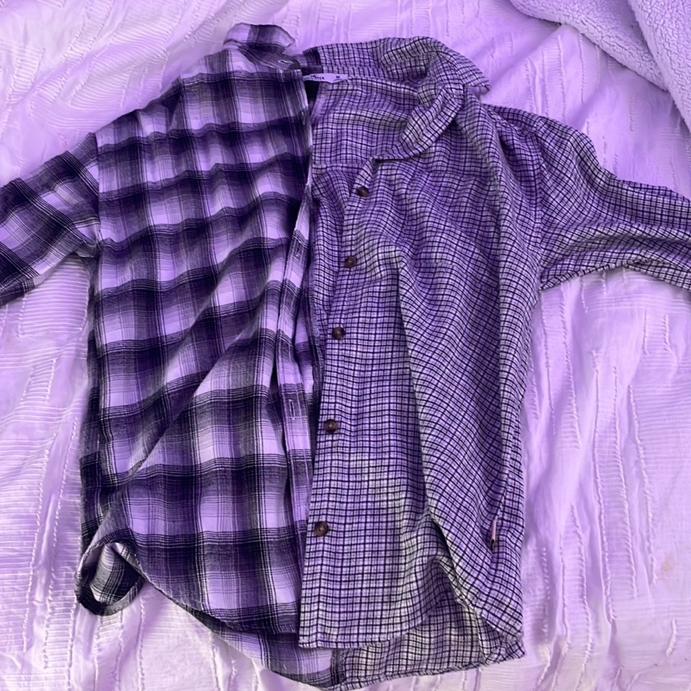 Hollister two plaid black button up long sleeve shirt